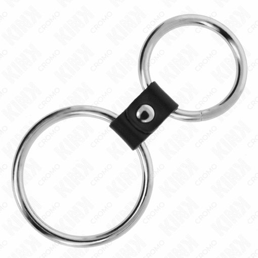 Kink - Double Metal Penis Ring 3.7 CM TO 5 CM Connected by 1 Pin Leather Strap Model 1 - Nr 13 - Image 2