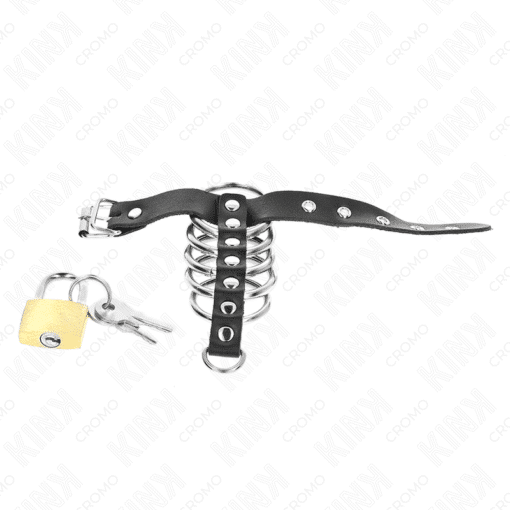 Kink – 5 Metal Penis Rings from 3 CM TO 4 CM with Leather Scrotum Ring and Lock Strap 21 CM x 2 CM – Nr 23 - Image 2