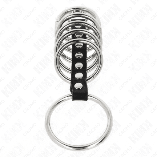 Kink – 7 Metal Penis Rings 3.2 CM TO 5 CM Connected by Leather – Nr 25 - Image 2
