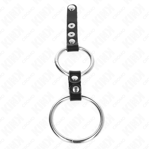 Kink – Double Penis Ring 3.8 CM TO 5 CM Connected by 2 Pin Leather – Nr 27 - Image 2
