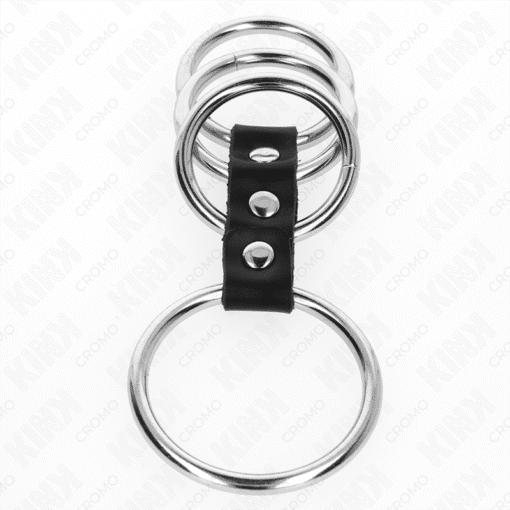 Kink – 4 Metal Penis Rings 3.7 CM TO 5 CM Connected with Leather – Nr 17 - Image 3