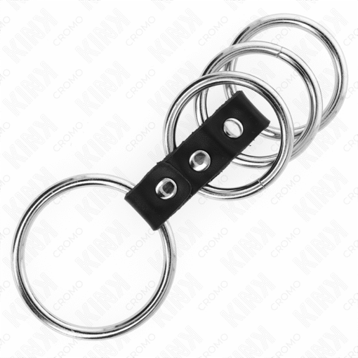 Kink – 4 Metal Penis Rings 3.7 CM TO 5 CM Connected with Leather – Nr 17 - Image 2