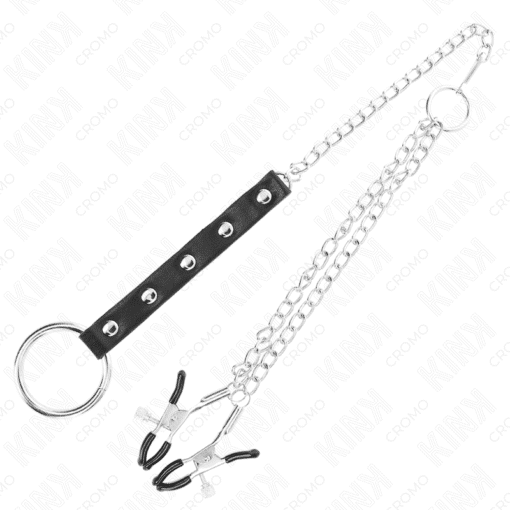 Kink - Metal Penis Ring 38 CM with Chain and Adjustable nipple Clamps Nr 5 - Image 3