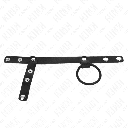 Kink – Silicone Penis Ring 3.8 CM with Ball Divider and Leather Strap 22 CM x 1.5 CM – Nr 38 - Image 3