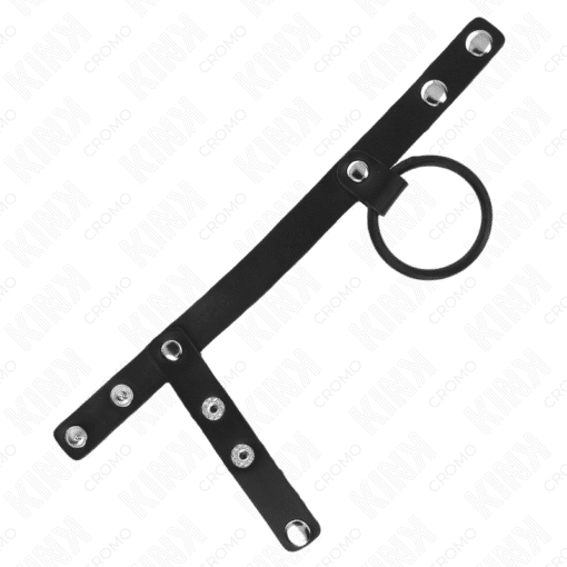 Kink – Silicone Penis Ring 3.8 CM with Ball Divider and Leather Strap 22 CM x 1.5 CM – Nr 38 - Image 2