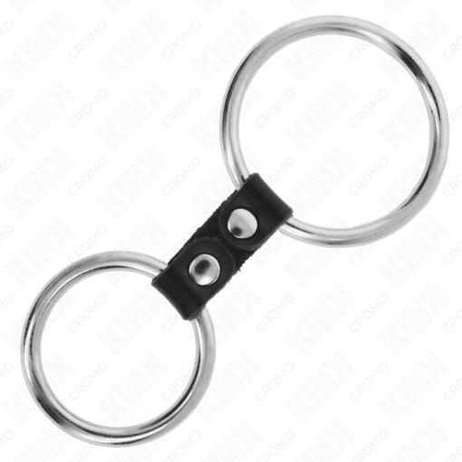 Kink - Double Metal Penis Ring 3.7 CM TO 5 CM Connected by 2 Pin Leather Strap Model 2 - Nr 12 - Image 2