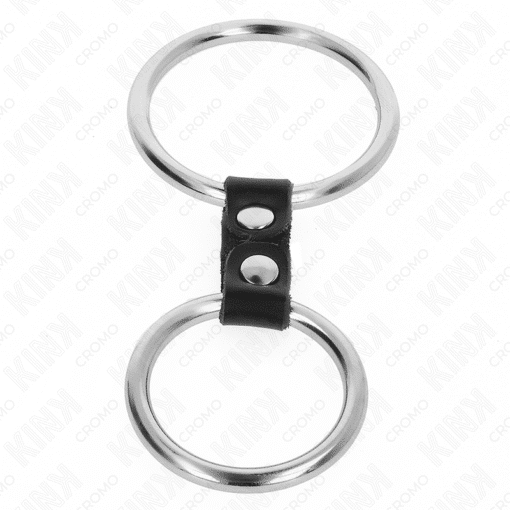 Kink - Double Metal Penis Ring 3.7 CM TO 5 CM Connected by 2 Pin Leather Strap Model 2 - Nr 12 - Image 3