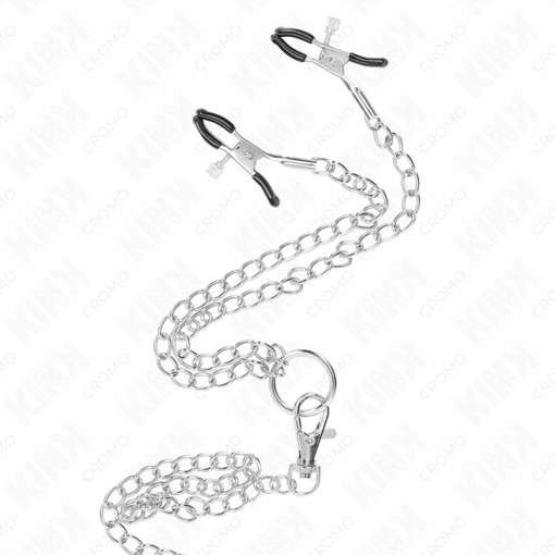 Kink - Triple Chrome Metal Penis Ring 3 CM TO 4.5 CM With 26 CM Metal Chain and Nipple Clamps Model 1 - Nr 4 - Image 3
