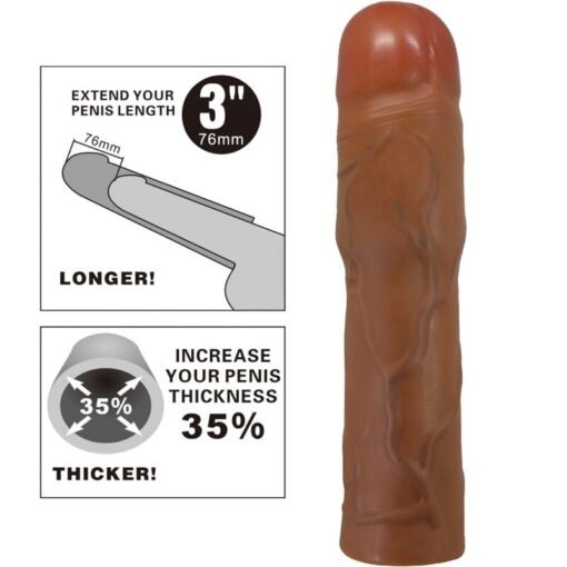 Pretty Love – Kylian Penis Sleeve with 7.6 CM Extension Brown - Image 5