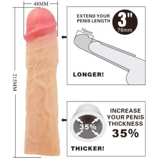 Pretty Love - Derek Penis Sleeve with 7.6 CM Extension Flesh - Image 2