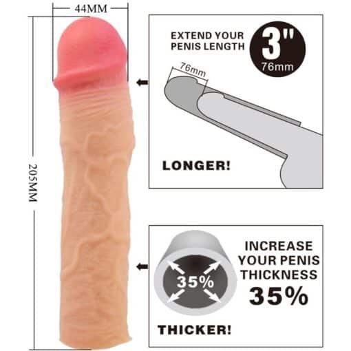 Pretty Love - Stevenson Penis Sleeve with 7.6 CM Extension Flesh - Image 2