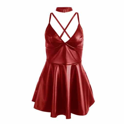 Dress Burgundy PU Leather with Burgundy PU Leather Strap S/M - Image 7