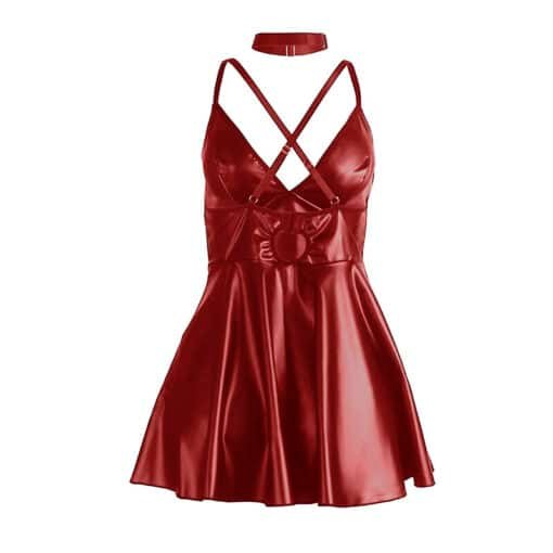 Dress Burgundy PU Leather with Burgundy PU Leather Strap S/M - Image 6