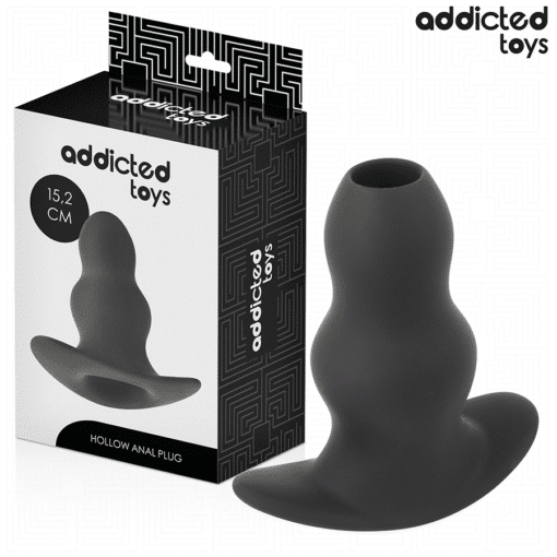 Addicted Toys - Black Hollow Silicone Anal Plug XX-Large 15.2 CM