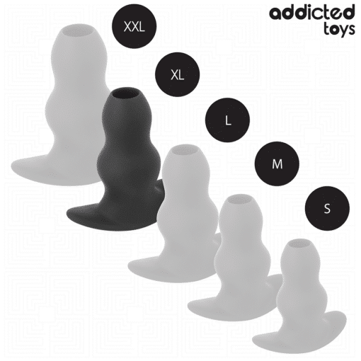 Addicted Toys - Black Hollow Silicone Anal Plug X-Large 13.9 CM - Image 4