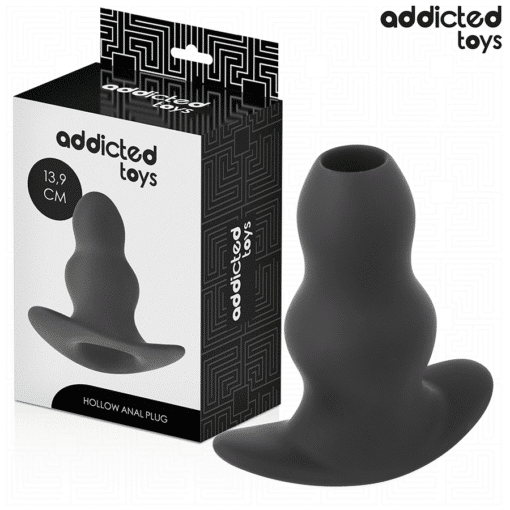 Addicted Toys - Black Hollow Silicone Anal Plug X-Large 13.9 CM