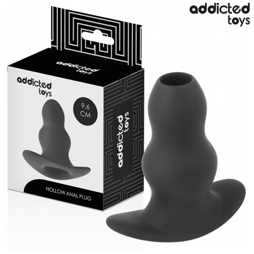 Addicted Toys - Black Hollow Silicone Anal Plug Medium 9.6 CM