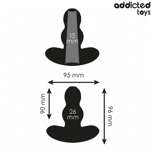 Addicted Toys - Black Hollow Silicone Anal Plug Medium 9.6 CM - Image 3