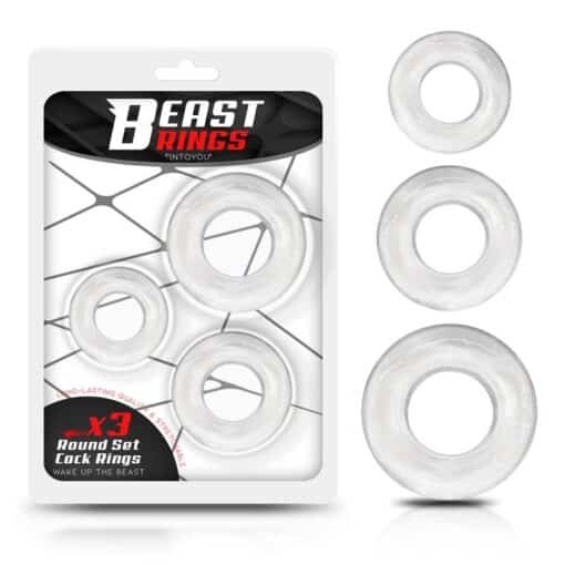 Beast Rings - Set of 3 Flexible Thick Cock Rings - Clear