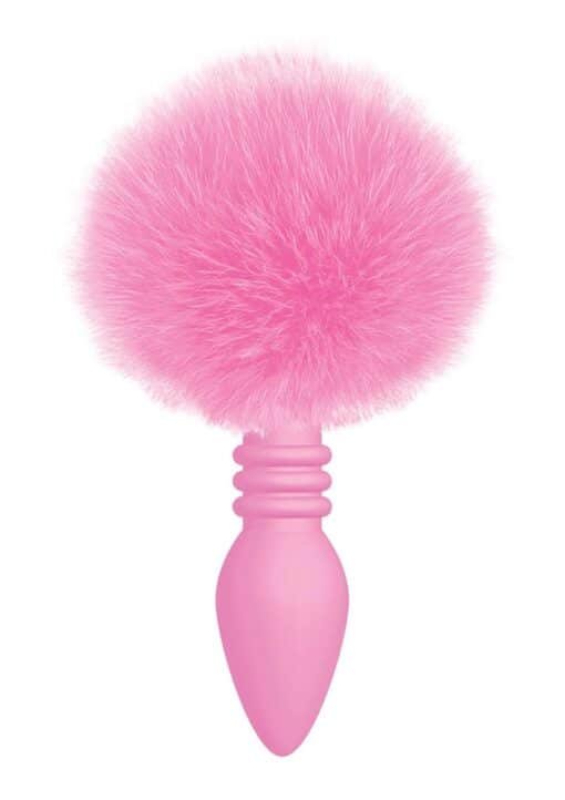 The 9's - Cottontails Silicone Ribbed Bunny Tail Butt Plug - Pink - Image 2