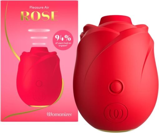 Womanizer Rose Rechargeable Silicone Air Pulse Clitoral Vibrator - Red/Gold
