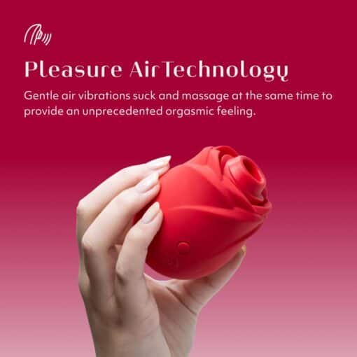 Womanizer Rose Rechargeable Silicone Air Pulse Clitoral Vibrator - Red/Gold - Image 8