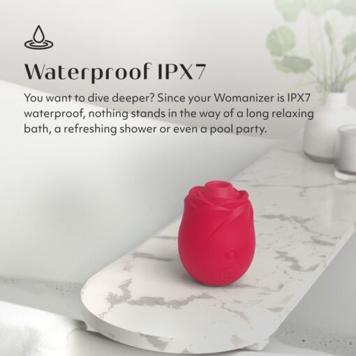 Womanizer Rose Rechargeable Silicone Air Pulse Clitoral Vibrator - Red/Gold - Image 6