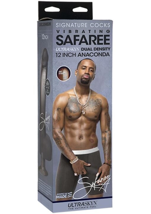 Vac-U-Lock Signature Cocks Ultraskyn Safaree Samuels Anaconda Vibrating Dildo 12in - Chocolate
