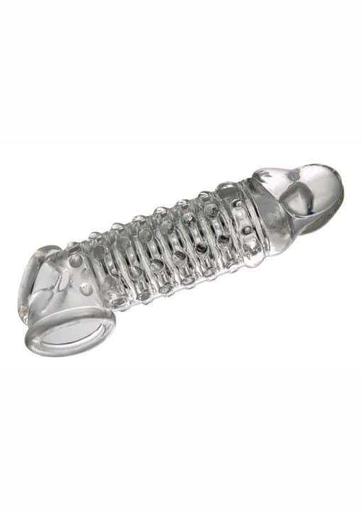 The 9's - Toppers Open Ended, Ribbed and Nubbed Penis Extender - Clear - Image 2