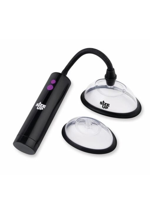 Size Up Rechargeable Pussy Pump Two Chambers - Black/Clear - Image 3