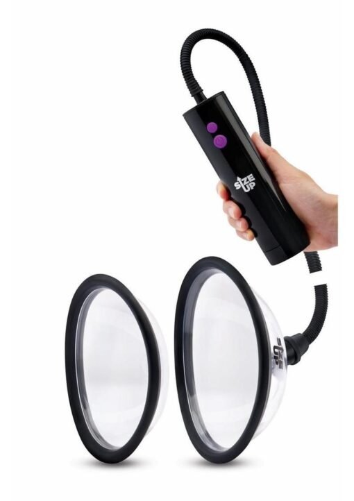 Size Up Rechargeable Pussy Pump Two Chambers - Black/Clear - Image 2