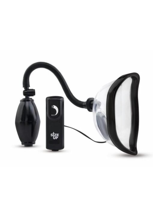 Size Up Classic Vibrating Pussy Pump - Black/Clear - Image 4