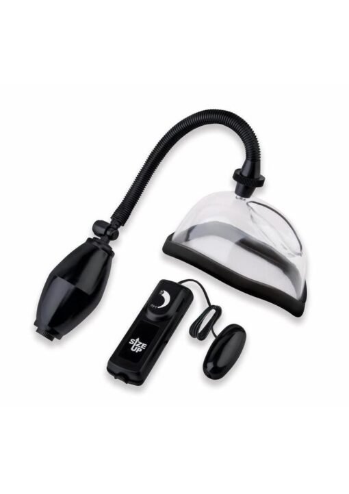 Size Up Classic Vibrating Pussy Pump - Black/Clear - Image 3