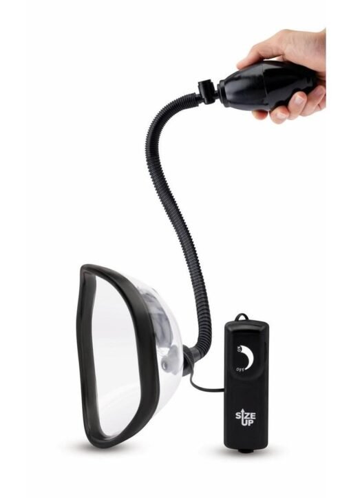 Size Up Classic Vibrating Pussy Pump - Black/Clear - Image 2