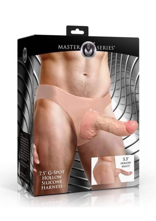 Master Series 7.5" Curved Hollow G-Spot Silicone Strap-On - Vanilla