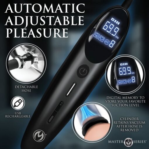 Master Series Rosebud Driller Deluxe Set Vibrating Silicone Rosebud Pump - Black - Image 2