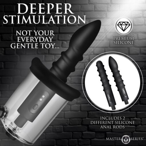 Master Series Rosebud Driller Deluxe Set Vibrating Silicone Rosebud Pump - Black - Image 3