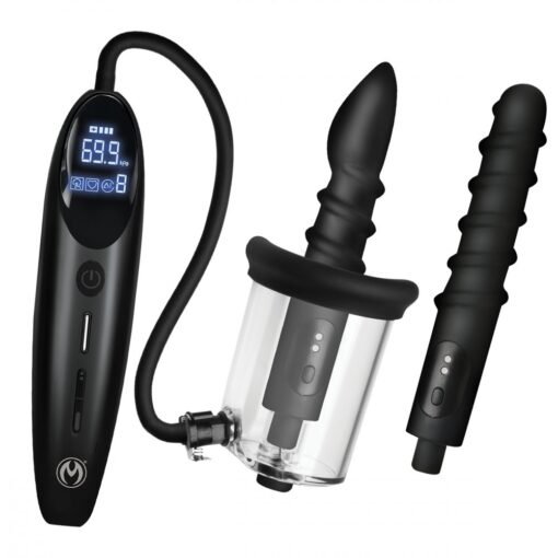 Master Series Rosebud Driller Deluxe Set Vibrating Silicone Rosebud Pump - Black - Image 5