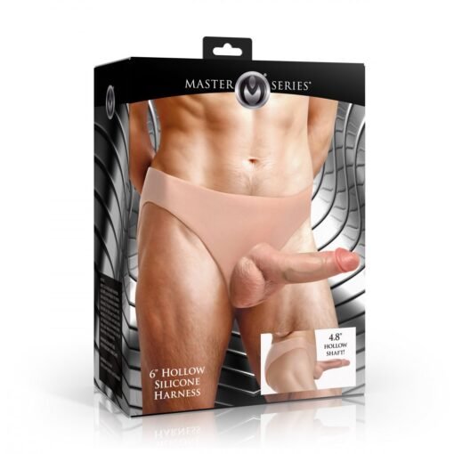 Master Series Slim Hollow Silicone Strap-On 6.2in - Vanilla