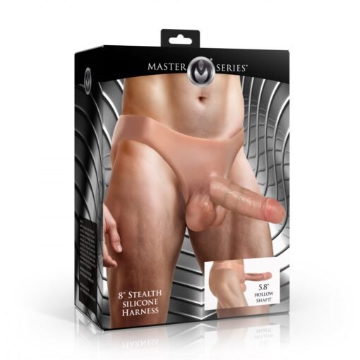 Master Series 8" Thick Stealth Hollow Silicone Strap-On - Vanilla