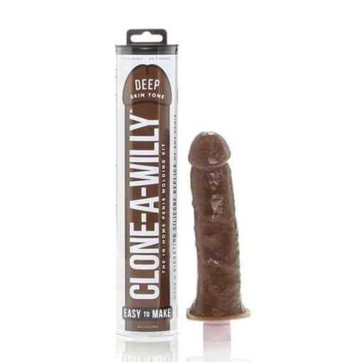 Clone-A-Willy Silicone Dildo Molding Kit with Vibrator - Deep Skin Tone - Brown