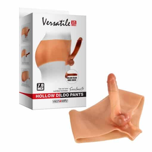 Versatile Pants with Hollow Realistic Dildo 7"