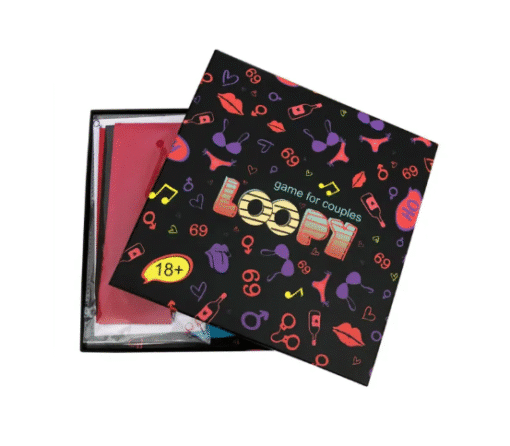 Loopy Couples Game Spinner Set with 69 Cards and Blindfold - Image 2