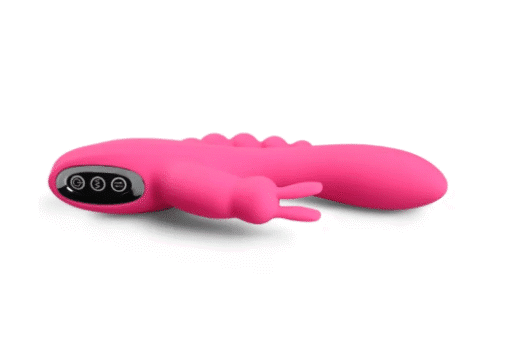 7 Speeds Rechargeable Silicone Rabbit Vibrator with Anal Beads - Magenta - Image 4