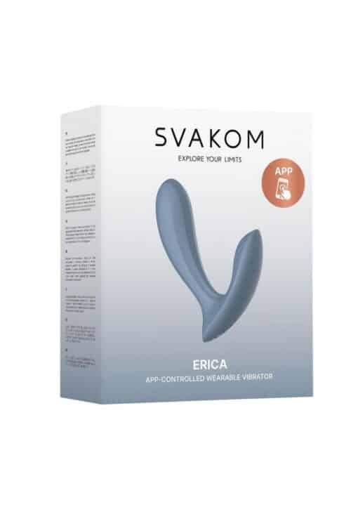 Svakom Erica Rechargeable Silicone App Control Dual Vibrator with Clitoral Stimulator and Remote Control - Dusty Blue