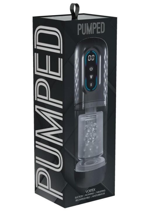 Pumped Vortex Multi Function Suction Rotating Thrusting Rechargeable Masturbator - Gun Metal