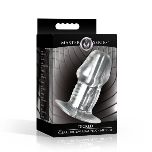 Master Series Dicked Hollow Anal Plug - Medium - Clear