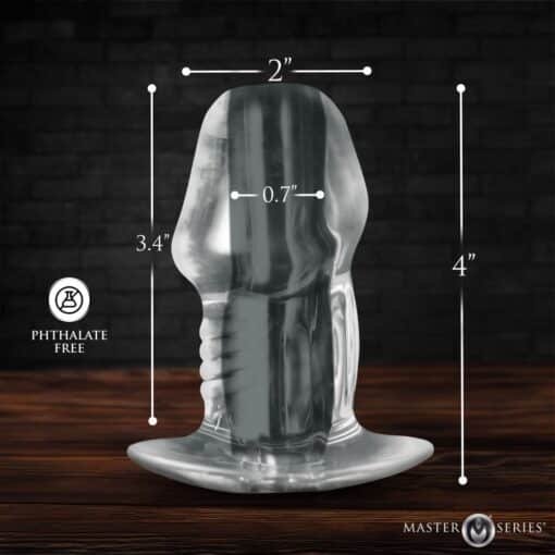 Master Series Dicked Hollow Anal Plug - Medium - Clear - Image 2