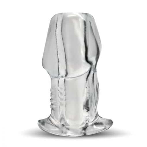 Master Series Dicked Hollow Anal Plug - Medium - Clear - Image 3