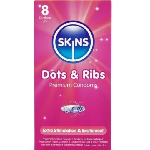 Skins – Dots & Ribs Premium Condoms 8 Pack